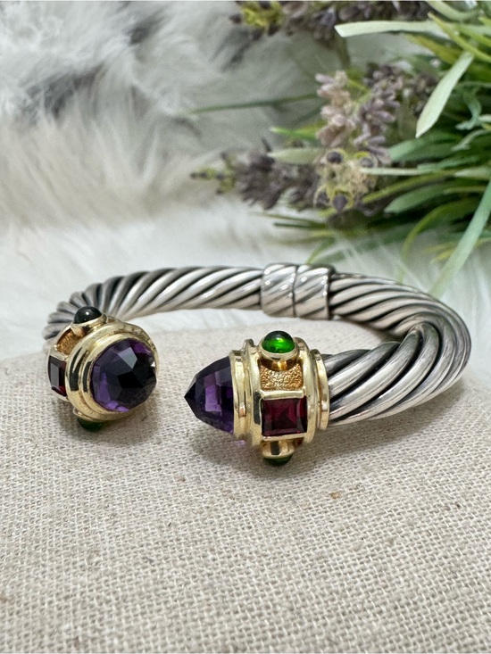 David Yurman Jewelry - David Yurman 10mm Renaissance Amethyst Pink Tourmaline Emerald Cable Bracelet